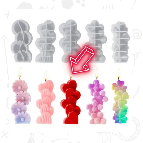 Velas 4 corazones y flores 3