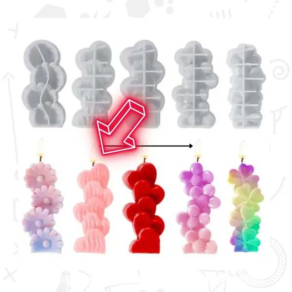 Velas 4 corazones y flores 2