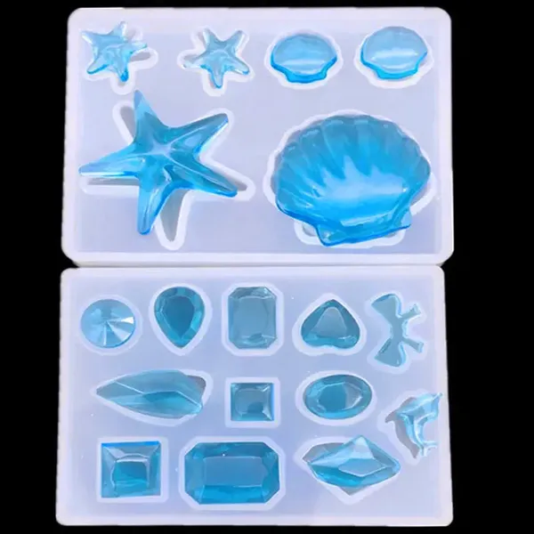 Molde de silicon estrella y concha de mar