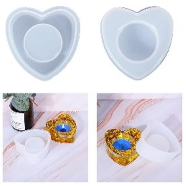 Molde de silicona porta velas corazon