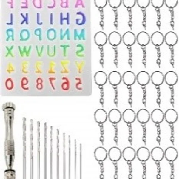 Kit abecedario de silicona pequeño, taladro y argollas