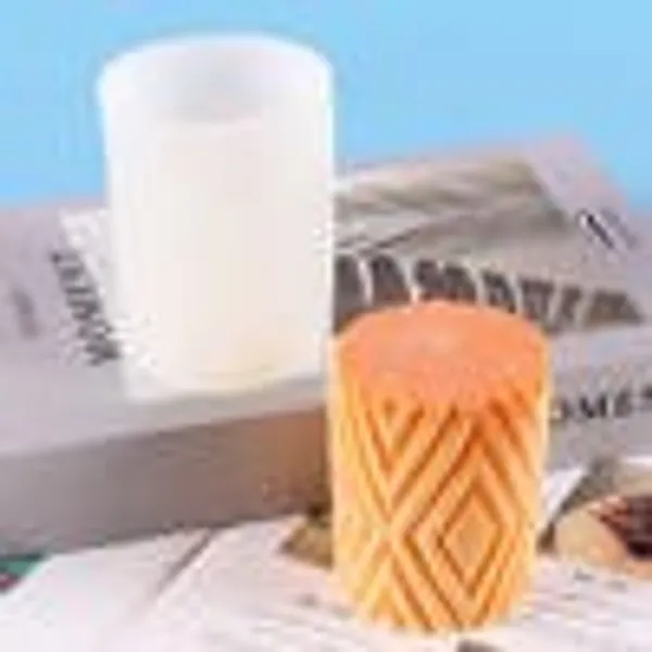 Molde de vela cilindro lineas y rombo