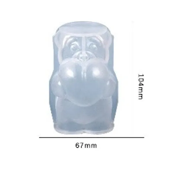 Molde de vela osito con corazon delgado