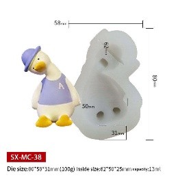 Molde de silicona patito cabeza inclinada