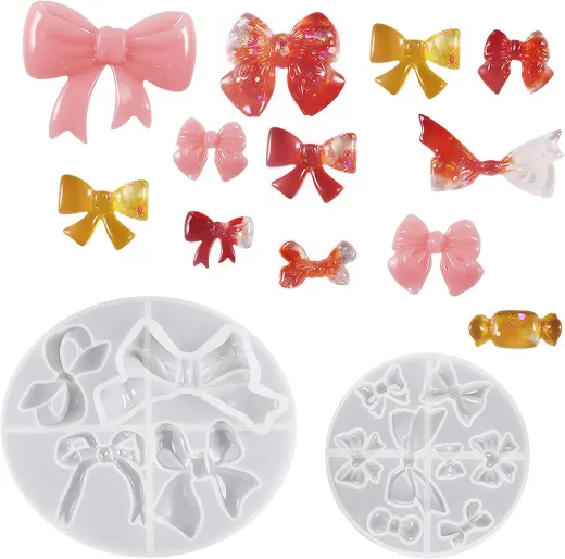 4 Moldes en forma de laso, caramelo y mariposa miniatura 2