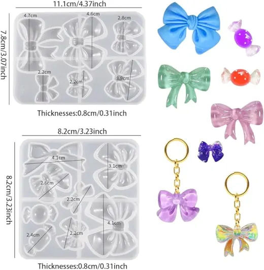 4 Moldes en forma de laso, caramelo y mariposa miniatura 6