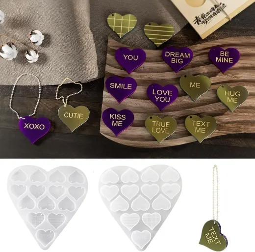 2 moldes de 14 corazones pequeño y mediano miniatura 3