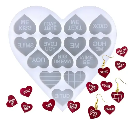 2 moldes de 14 corazones pequeño y mediano miniatura 5
