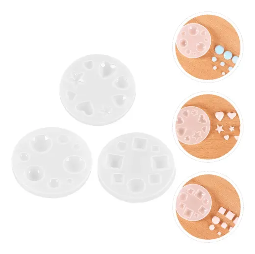 3 moldes para adornos de aretes. corazon , estrella, circulos y cuadrados