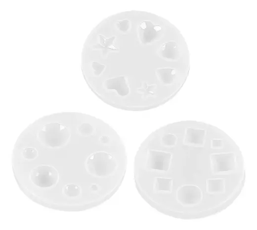 3 moldes para adornos de aretes. corazon , estrella, circulos y cuadrados miniatura 6