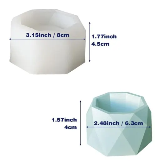 Molde macetero con forma de diamante.
