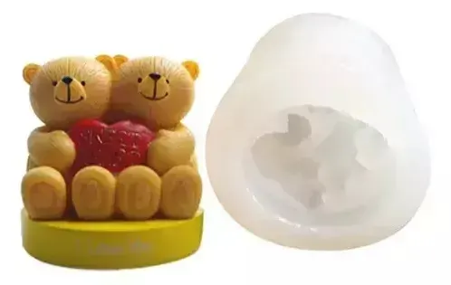 MOLDE DE OSITOS ABRAZANDO UN CORAZON miniatura 2
